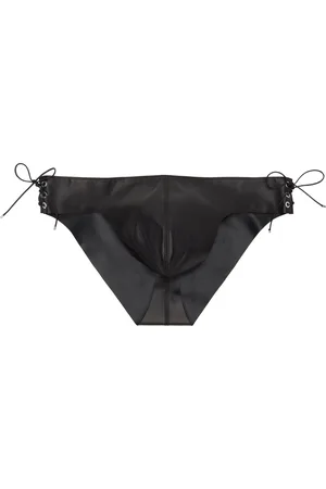 Ludovic De Saint Sernin Black Side Laced Leather Briefs