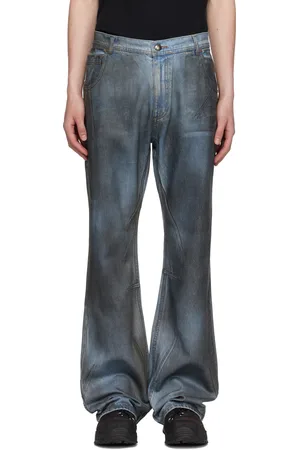 Andersson Bell Blue Dirty Spray Washed Wide Leg Jeans