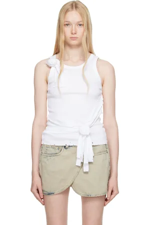 COPERNI White Distressed Rose Rib Tank Top