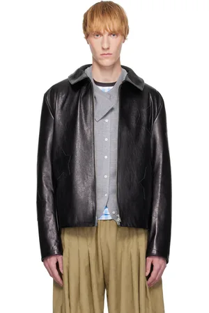 Andrej Gronau Black Star Cutout Leather Jacket