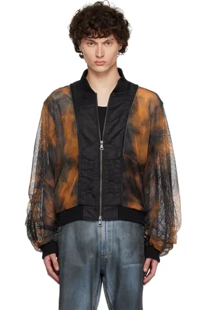 Andersson Bell Black & Orange Double Layer Mesh Bomber Jacket