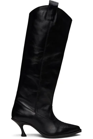 Vaquera Black Kitten Cowgirl Boots