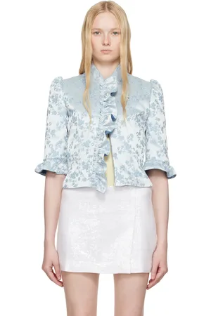 COPERNI Blue Jacquard Slim-Fit Pleated Jacket