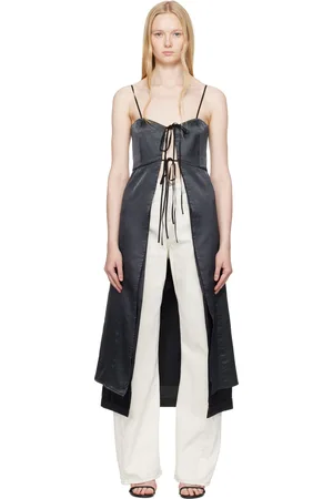 Maison Margiela Black Washed Viscose Satin Dress Top