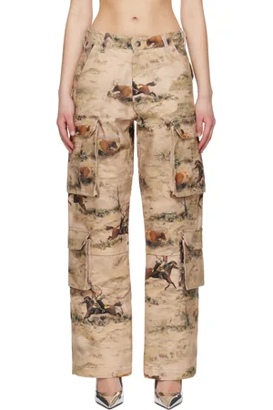 Andersson Bell Beige Cowboy Printed Cargo Pants