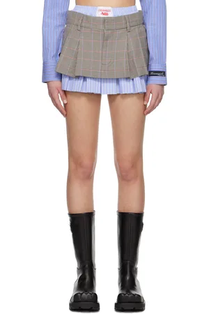 Charles Jeffrey Loverboy Beige & Blue Aberdeen Miniskirt