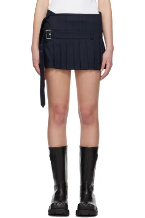 Charles Jeffrey Loverboy Navy Micro Wrap Kilt Miniskirt