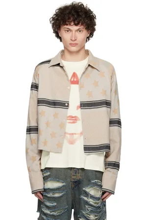 424 FAIRFAX Beige Cropped Shoulder Pad Shirt