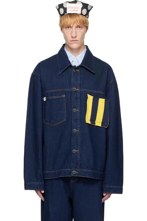 Charles Jeffrey Loverboy Blue Knit Patch Cargo Denim Jacket