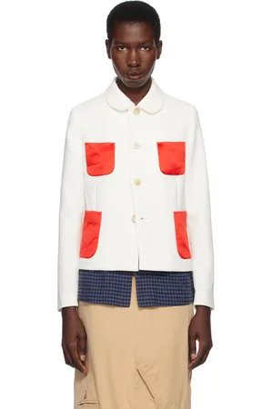 Comme des Garçons White & Red Gabardine & Satin Blazer