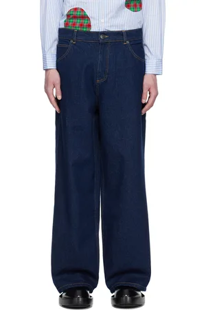 Charles Jeffrey Loverboy Blue Wide Leg Knit Patch Jeans