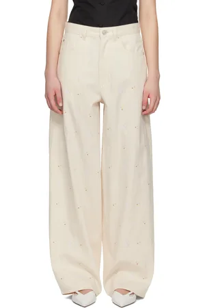 Marni Off-White Embroidered Light Denim Jeans