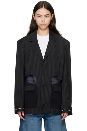Andersson Bell Black Inside Out Stripe Sheer Blazer