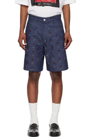 Marni Navy Embroidered Denim Shorts