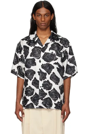 Marni White & Black Cybele Print Silk Bowling Shirt