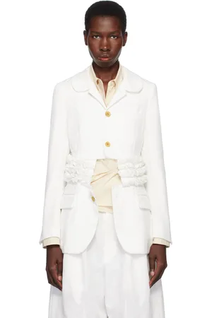 Comme des Garçons White Polyester Soft Twill Blazer