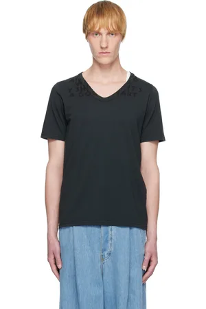Maison Margiela Black V-Neck SIDA Jersey T-shirt