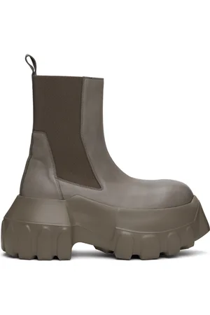 Rick Owens Gray Hollywood Beatle Mega Tractor Boots