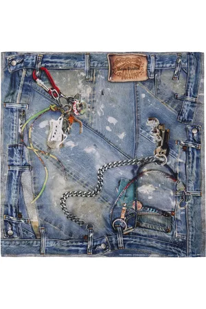 Acne Studios Blue Printed Silk Scarf