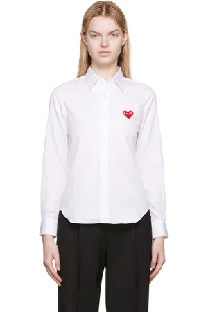 Comme des Garçons White & Red Heart Patch Shirt