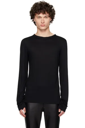 AARON ESH Black Satin Trim Long Sleeve T-shirt