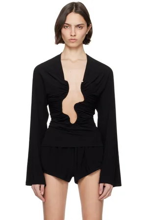 CHRISTOPHER ESBER Black Salacia Ruched Long Sleeve Top