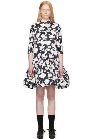Comme des Garçons Black & White Cotton Satin Midi Dress