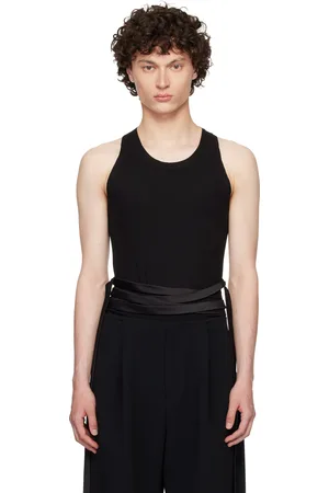 AARON ESH Black Satin Tie Jersey Tank Top