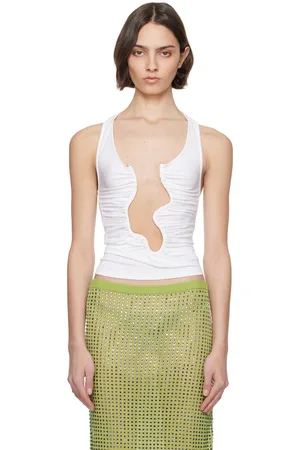 CHRISTOPHER ESBER White Salacia Ruched Tank Top