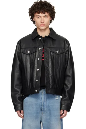 1017 ALYX 9SM Black Grain Leather Trucker Jacket