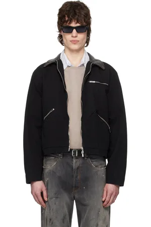 Tonywack Black Washed Leather Collar Work Jacket