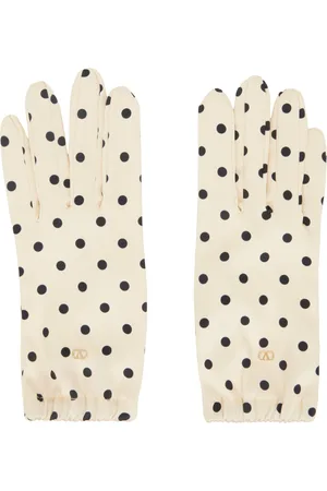 VALENTINO GARAVANI Beige VLogo Signature Polka Print Silk Gloves