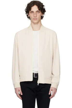 HUGO BOSS Off-White Water-Repellent Performance-Stretch Bomber Jacket