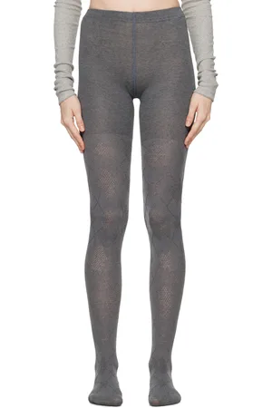 OPEN YY Gray Argyle Cotton Tights