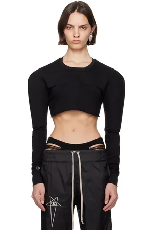 Rick Owens Black Champion Edition Girdered Cropped Harness T-shirt