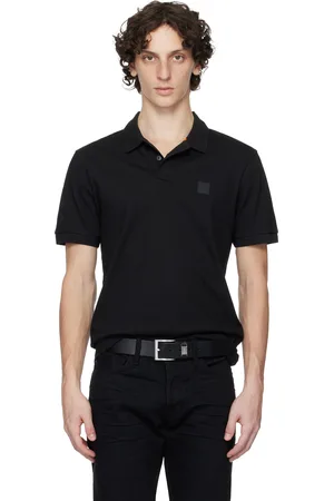 HUGO BOSS Black Slim-Fit Stretch-Cotton Logo Patch Polo