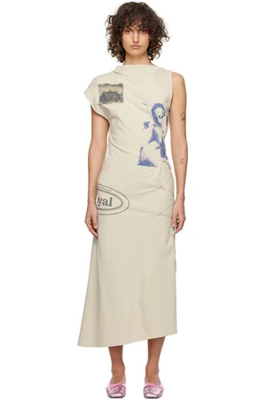 OPEN YY Beige Printed Long Dress