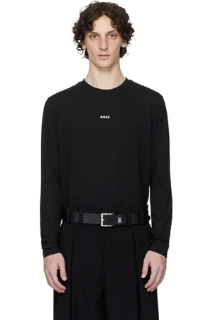 HUGO BOSS Black Long-Sleeved Stretch Cotton Logo T-shirt