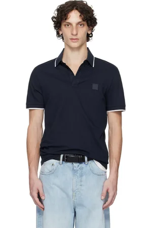 HUGO BOSS Navy Slim-Fit Stretch-Cotton Piqué Polo