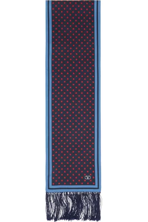 VALENTINO Navy & Red Plusdepois Silk Bandeau Scarf