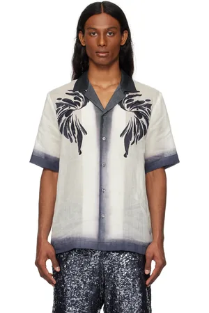 DRIES VAN NOTEN Off-White & Navy Embroidered Shirt