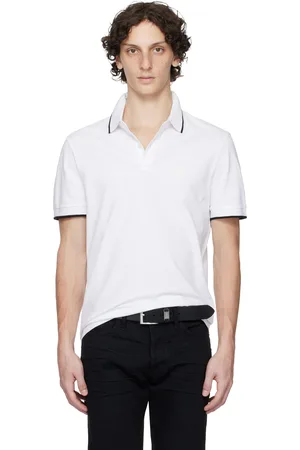 HUGO BOSS White Slim-Fit Stretch-Cotton Piqué Polo