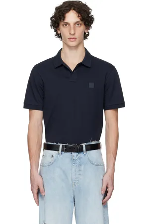 HUGO BOSS Navy Slim-Fit Stretch-Cotton Logo Patch Polo