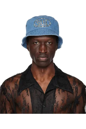 Anna Sui SSENSE Exclusive Blue Studded Denim Bucket Hat