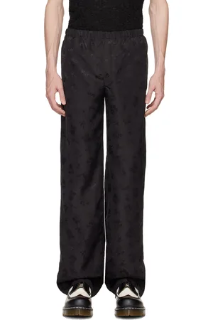 Anna Sui Black Floral Jacquard Trousers