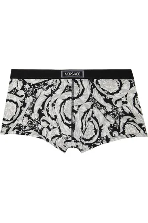 VERSACE Gray & Black Printed Graphic Pattern Boxers