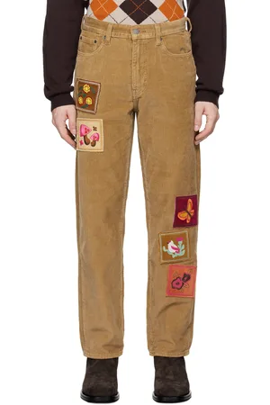 Anna Sui SSENSE Exclusive Brown Embroidered Velveteen Trousers
