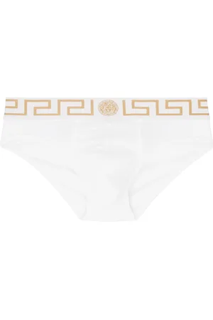 VERSACE White Greca Border Briefs