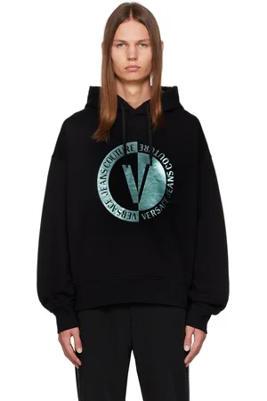 VERSACE Black V-Emblem Hoodie