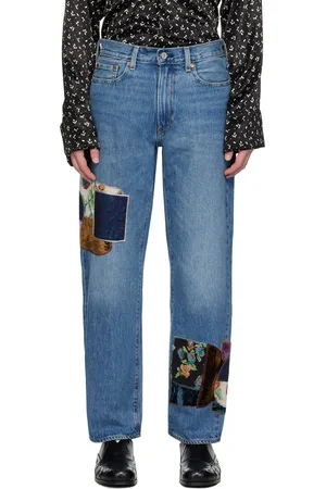 Anna Sui SSENSE Exclusive Blue Patchwork Denim Jeans